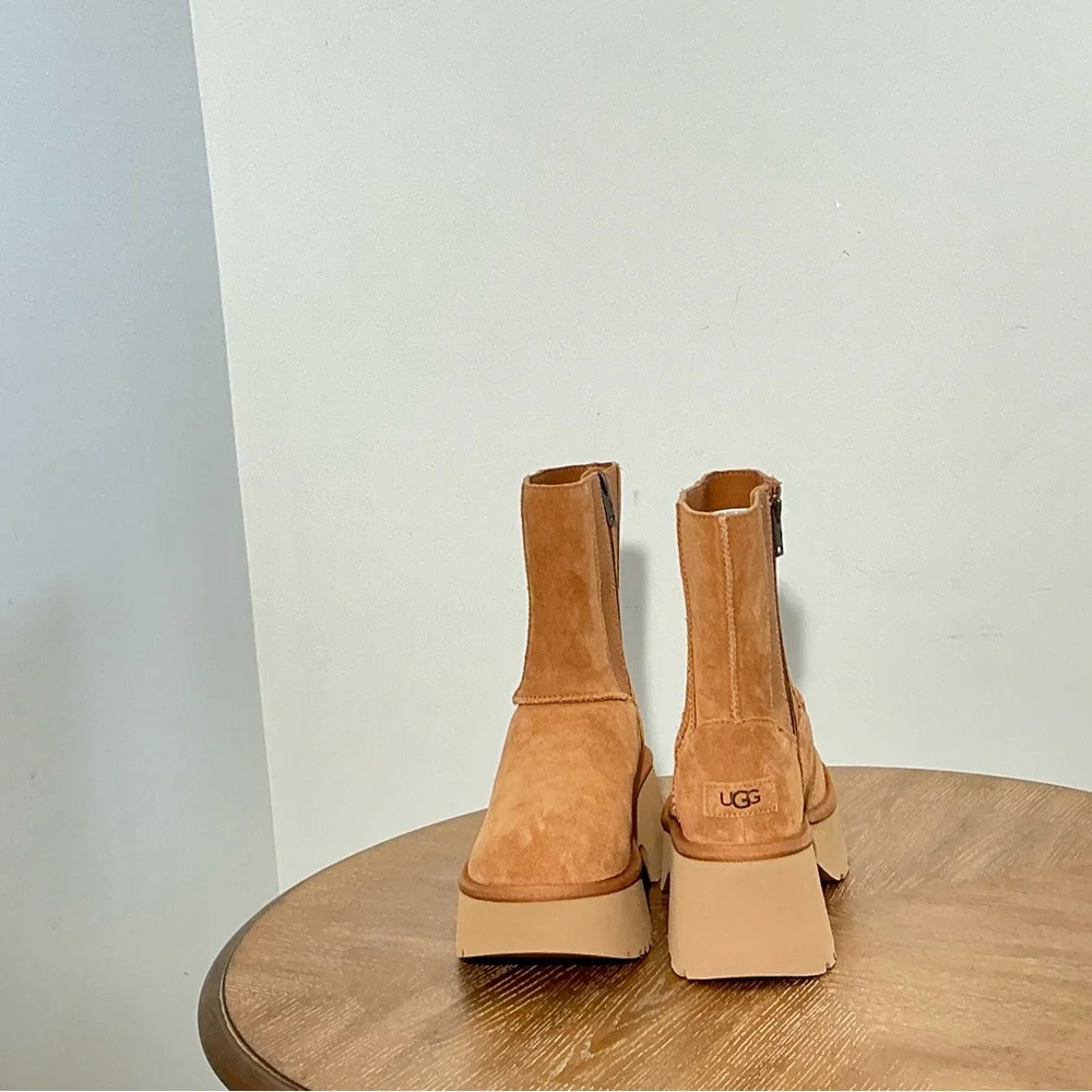 UGG Women's Classic Twin Seam New Heights Chestnut Suede Platform Boots US7/9/10 - Picture 7 of 8